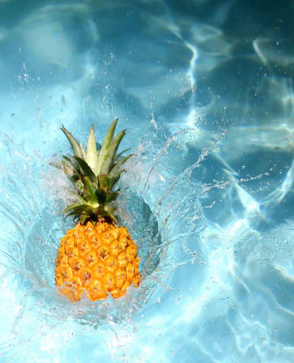 Pineapple Splashing in Water